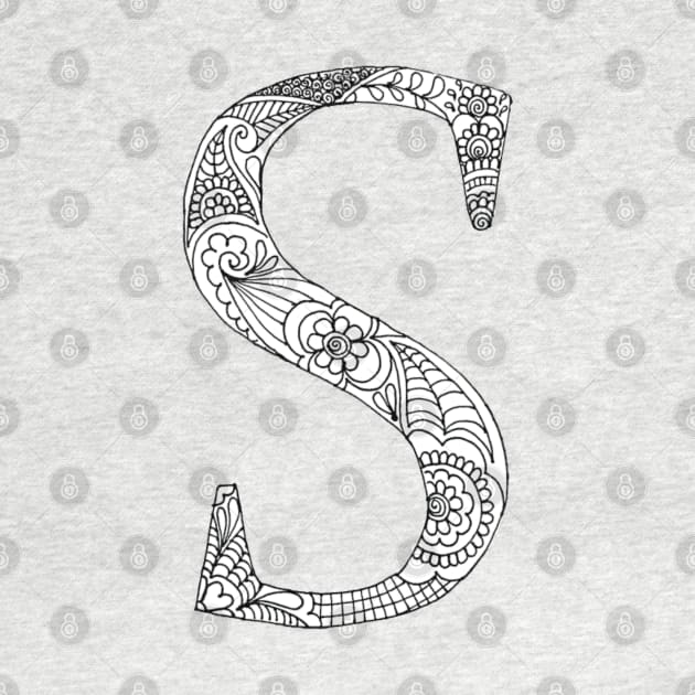 Henna Alphabet S / Henna Letter S - Black Henna Line Art by Tilila